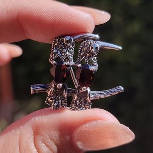 Little Perched Birds Pin/ Brooch 925 Marcasites